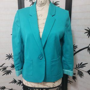 H&M Women's Turquoise 3/4 Sleeve Cropped Blazer